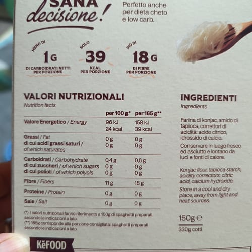 Customer photo review of SHIRATAKI SPAGHETTI ZERO CARBO 150G SENZA GLUTINE