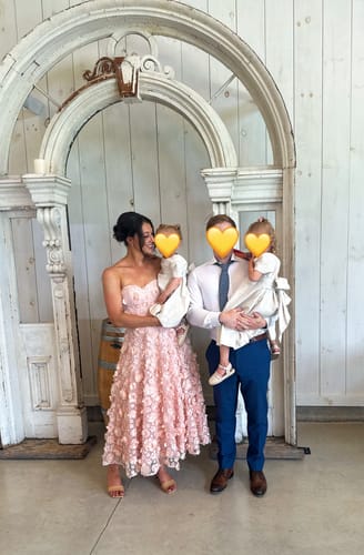 Customer photo review of Enchanted Midi Dress in Rose by Bariano - RENTAL