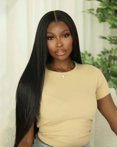 Customer photo review of 6x6 Ready to Wear Pre-All Parting Max Tiny Knots Glueless Wig Swiss HD Lace Raw Hair Silky Straight 180% Density