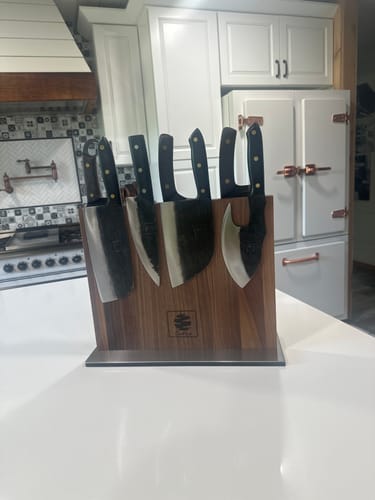 Customer photo review of FREE Walnut Magnetic Knives Holder