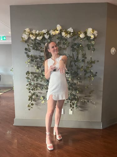 Customer photo review of Puzzle Dress in White by Amanda Uprichard - RENTAL