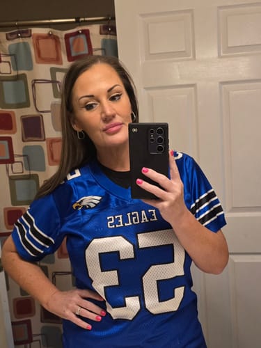 Customer photo review of Custom Royal White-Black Classic Style Authentic Football Jersey
