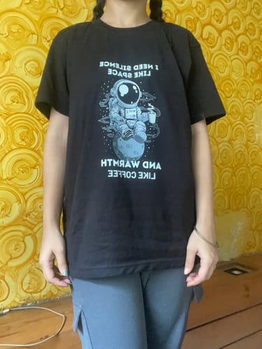 Customer photo review of Space + Coffee Blend Exclusive T-shirt - Limited Edition.