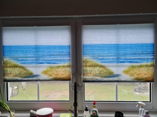 Customer photo review of Wabenplissee Motiv "Ostelle Düne Strand"