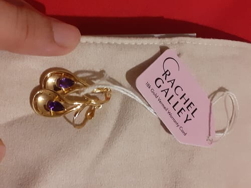 Customer photo review of Sandblast Texture Wave Earrings with Amethyst