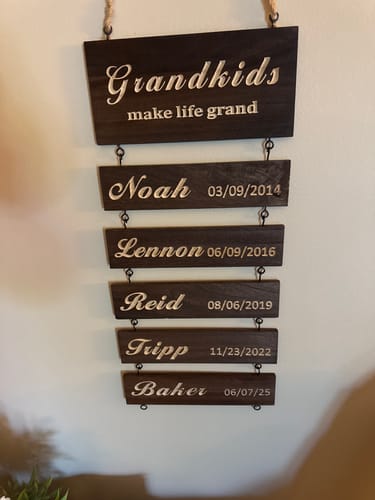 Customer photo review of Custom Name Slat (Add On For Existing Sign)|2024 Version Engraved Design