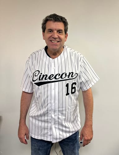 Customer photo review of Custom Pinstripe Baseball Jersey Button Down Shirt Personalized for Adults/Youth