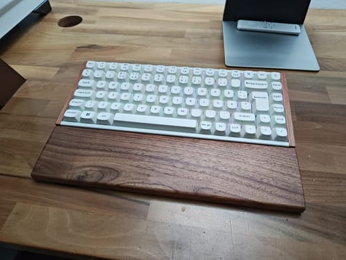 Customer photo review of American Black Walnut Keyboard Palm Rest