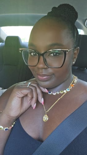 Customer photo review of Solstice Gemstone Necklace Gold