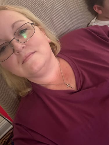 Customer photo review of Modern Cross Pendant