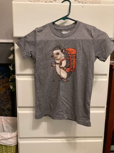 Customer photo review of Hedgehog Backpacker Kids T-Shirt