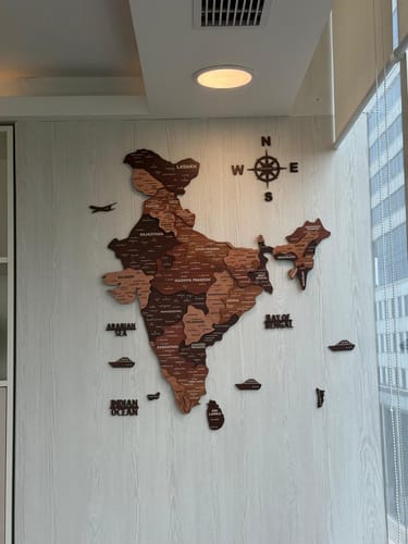 Customer photo review of Wooden Texture India Map | The Map Stores