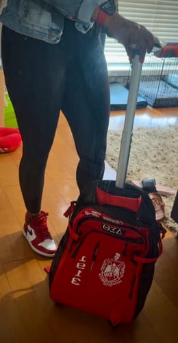 Customer photo review of Delta Sigma Theta Embroidered Backpack/Trolley Bag