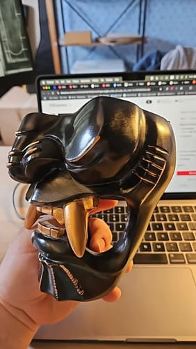 Customer photo review of Oni Mask Sword Wall Display