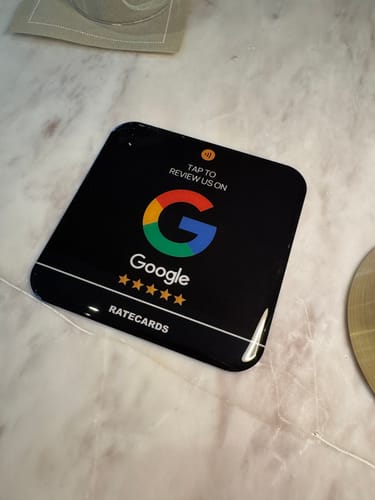 Customer photo review of RATECARDS™ - Google Review Sticker Premium Black