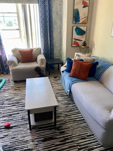 Customer photo review of Stretch Sofa Cover - Washable Slipcover for Couch, Non-Slip Elastic Furniture Protector - Pet & Kid-Friendly