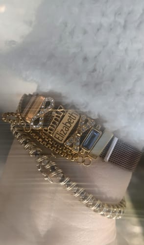 Customer photo review of Mesh charm name gold