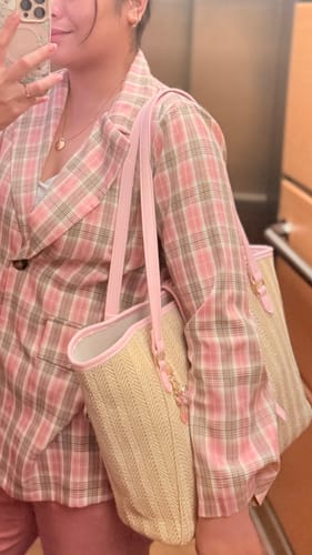 Customer photo review of Marina Raffia Straw Tote Bag