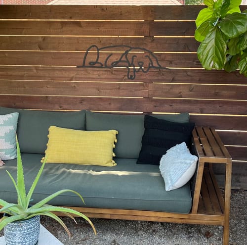 Customer photo review of Dog Body Outline ~ Custom Porch Sign | Metal Porch Sign | Custom Gifts | Personalized Steel Sign
