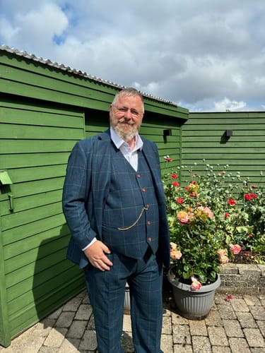 Customer photo review of Retro Blue Check Tweed 3 Piece Suit