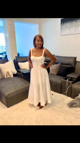 Customer photo review of Noura Bustier Lace Up Midi Dress - Off White