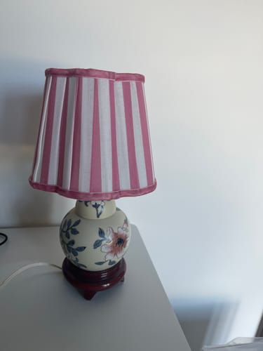Customer photo review of Hot Pink Stripe Small Scallop Lamp Shade