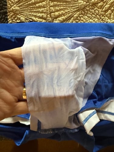 Customer photo review of Men's Spliced Color Swim Trunks With Drawstring
