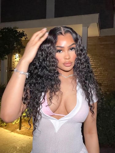 Customer photo review of 6x6 Water Wave Style Wear-N-Go! Tiny Knots Glueless Wig Deep Wave Pre-All Parting Max Swiss HD Lace Raw Hair 180% Density