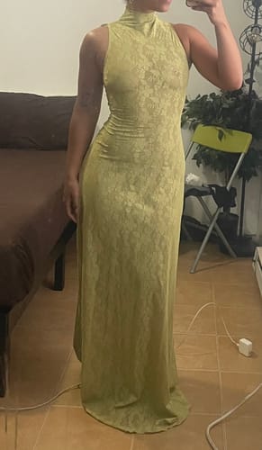 Customer photo review of Stretch Lace Sleeveless Maxi Dress