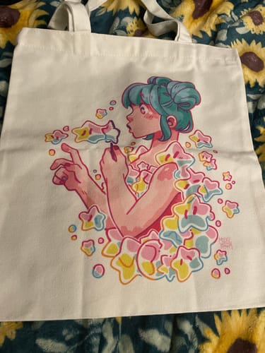 Customer photo review of Bubble Girl Teal Tote Bag