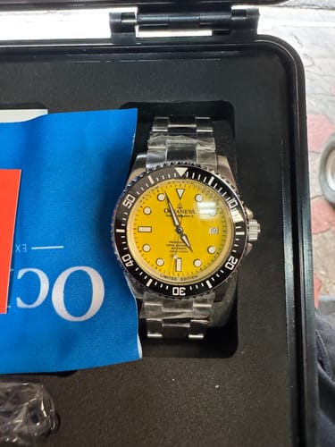 Customer photo review of Oceaneva Men's Deep Marine Explorer II 1250M Pro Diver Watch Yellow