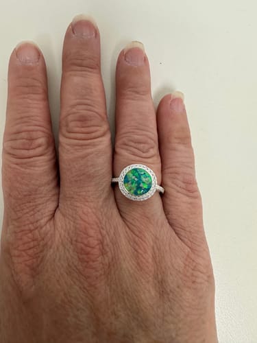 Customer photo review of Bedazzled Circle Opal Cremation Ring