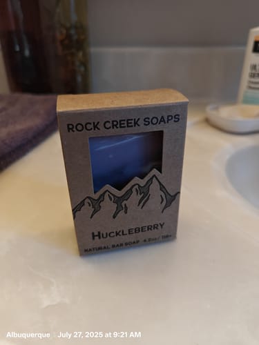 Customer photo review of HUCKLEBERRY SOAP | Wild Mountain Huckleberries