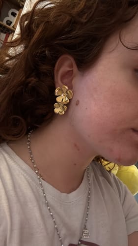 Customer photo review of Saffron Clip On Earrings in Gold