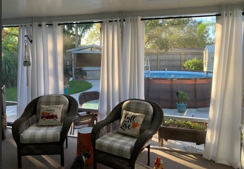 Customer photo review of Extra Wide Outdoor Curtains - Waterproof Windproof Blackout for Patio Pergola | UV Fade Resistant & all-Season Use