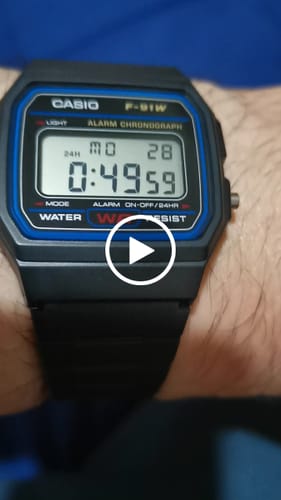 Customer video review of Reloj Casio Vintage F-91W-1DG Clásico Líneas Azules