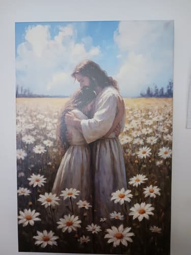 Customer photo review of Jesus Hugging Woman Faith Wall Art II