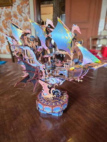 Customer photo review of Fantasy Gear-Driven Starship Model 3D Wooden Puzzle
