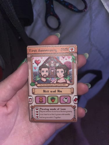 Customer photo review of Custom Anniversary Metal Card