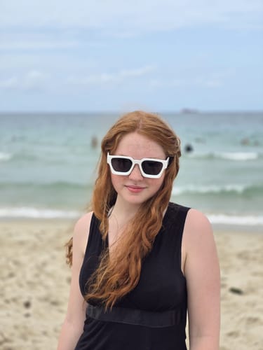 Customer photo review of Alpine Peak HD Sunglasses – White Square Frame with Black Lens