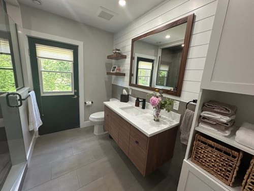 Customer photo review of Austin 48" Wall Mount American Black Walnut Bathroom Vanity