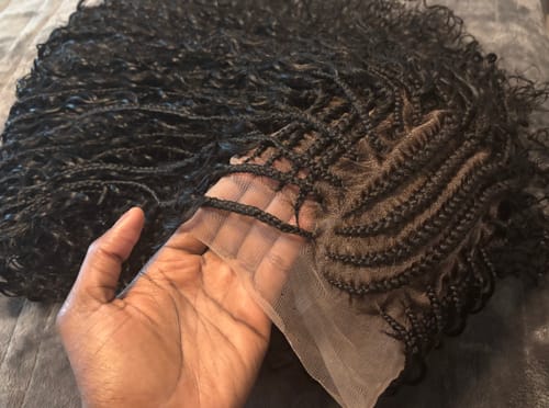 Customer photo review of Biggie Cornrow Bohemian Knotless (100% Humanhair curls) Full Lace Base
