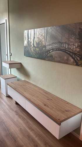 Customer photo review of Aluminiumbild gebürstet | Idyllischer Wald mit Brücke | Panorama