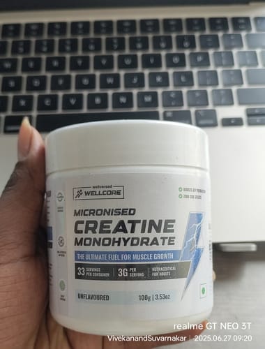 Customer photo review of Wellcore - Micronised Creatine Monohydrate (100g, 33 Servings)