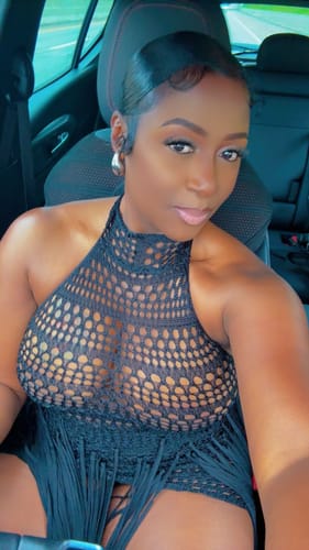 Customer photo review of Crochet Halter Fringe Dress