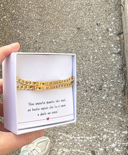 Customer photo review of Coppia di Bracciali Amore Eterno Personalizzati con incisione
