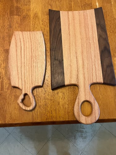Customer photo review of 12.0x5.5" Small Flared Organic Cheese Board Acrylic Router Template