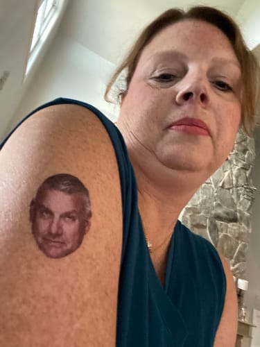 Customer photo review of Custom Photo Face Temporary Tattoo