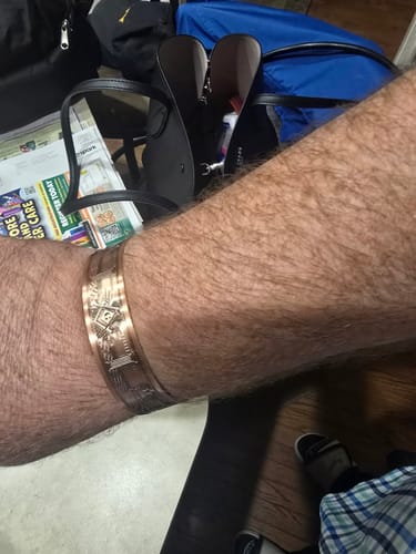 Customer photo review of MasonicMan Engraved Square and Compass Pure Copper Bracelet