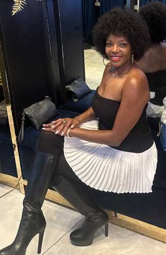 Customer photo review of Pleated Tube Contrast Mini Dress